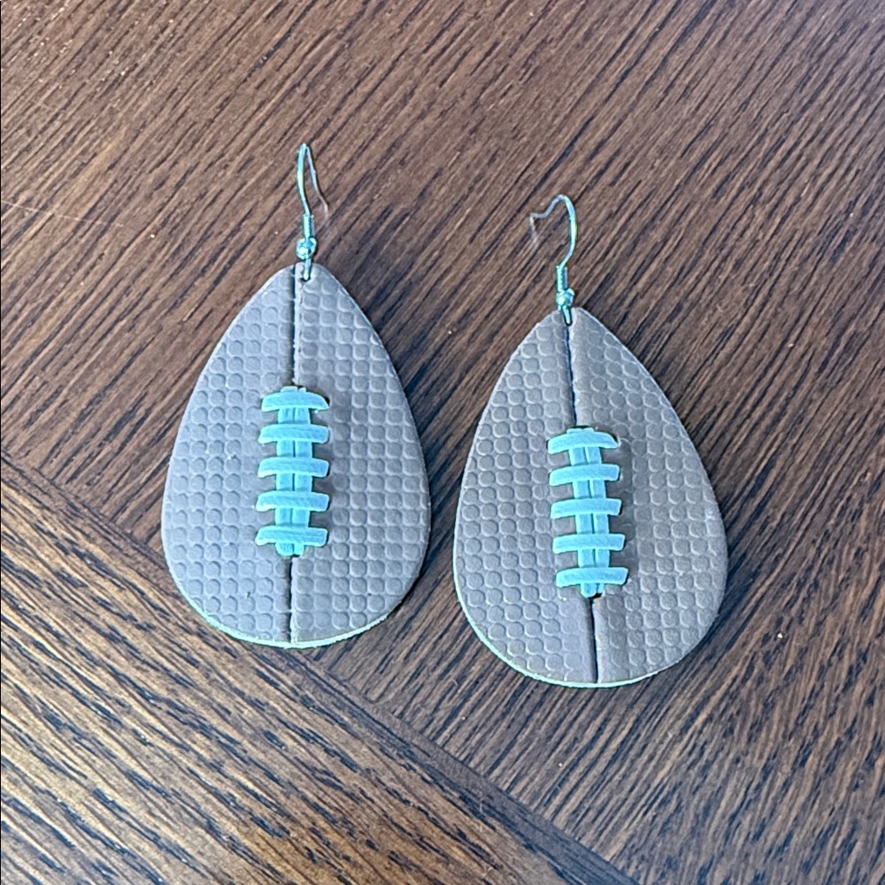 Cabela's Brown and White Football Earrings